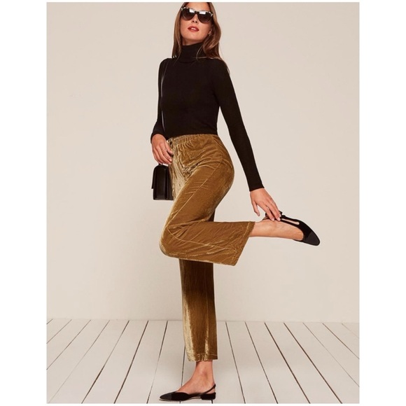 Reformation gold rush crushed velvet pants NEW - Picture 3 of 8